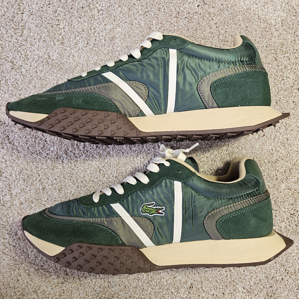 Lacoste L-spin Delux 3.0 Green Nylon & Suede Running Sneakers sz 12 No Box - Picture 2 of 14
